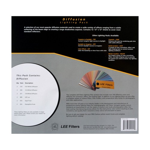 LEE FILTERS DIFFUSION - LIGHTING PACK -