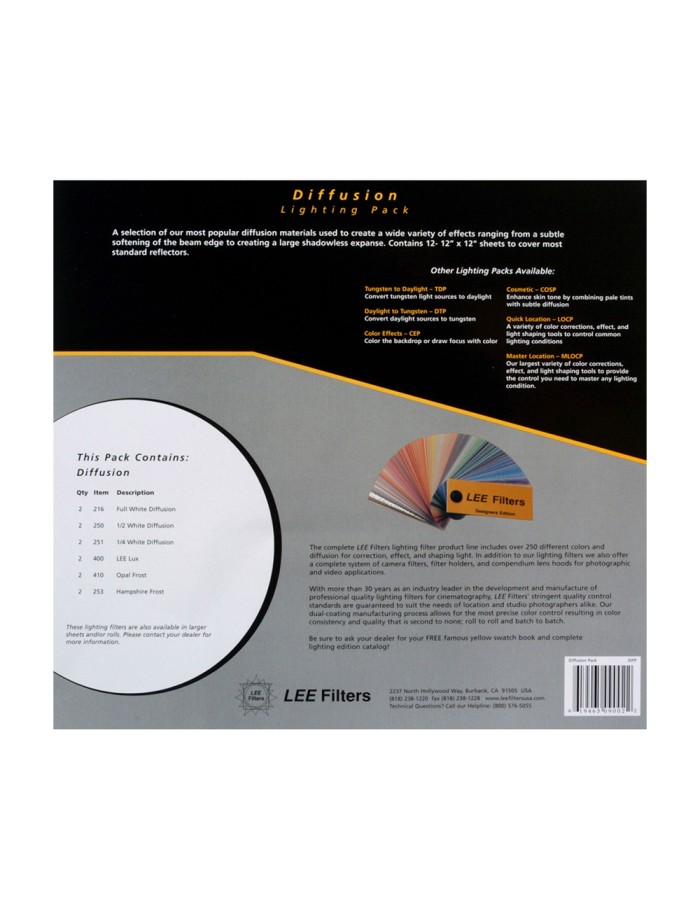 LEE FILTERS DIFFUSION - LIGHTING PACK -